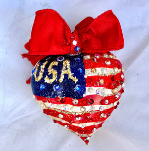 4" HEART USA FLAG