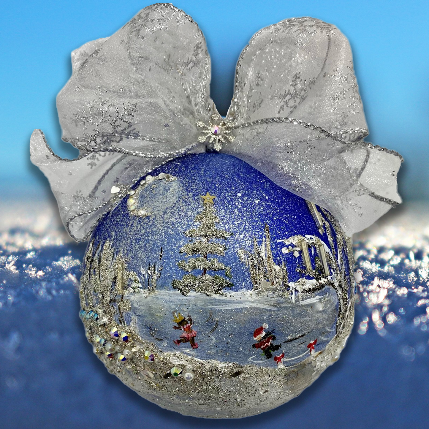 4.75" FROZEN POND WITH ICE-SKATERS