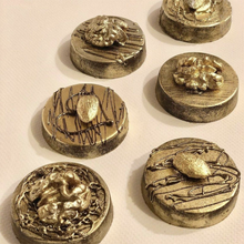 Load image into Gallery viewer, SET OF 6 - 2.5&quot; GOLD CHOCOLATE RONDELS WITH NUTS